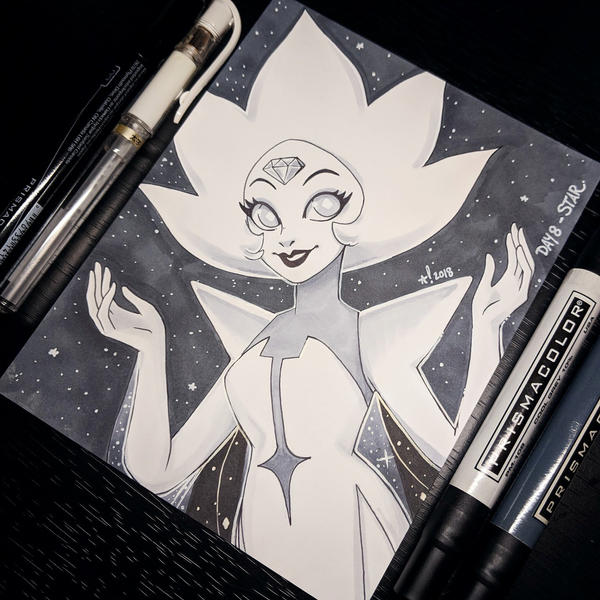 Eighth Inktober prompt is: Star ft. White Diamond Created with Prisma ink pens, Prisma markers, and bristol board. Support me:  Patreon |  My ShopWatch me draw:  ...
