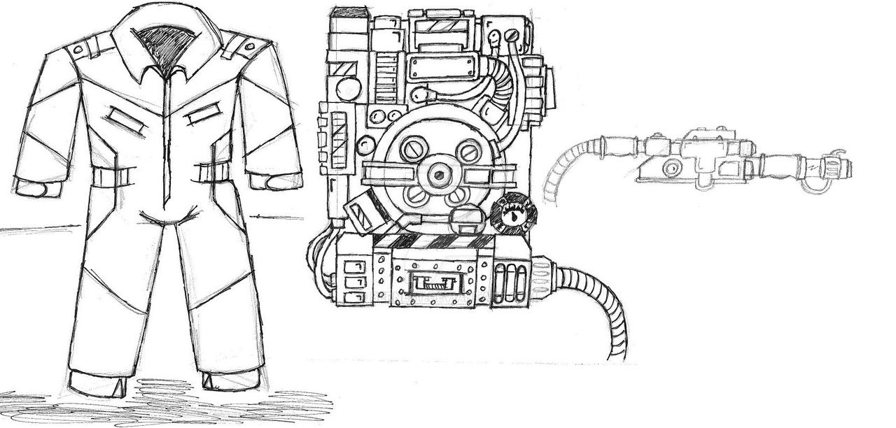 how to draw ghostbusters proton pack