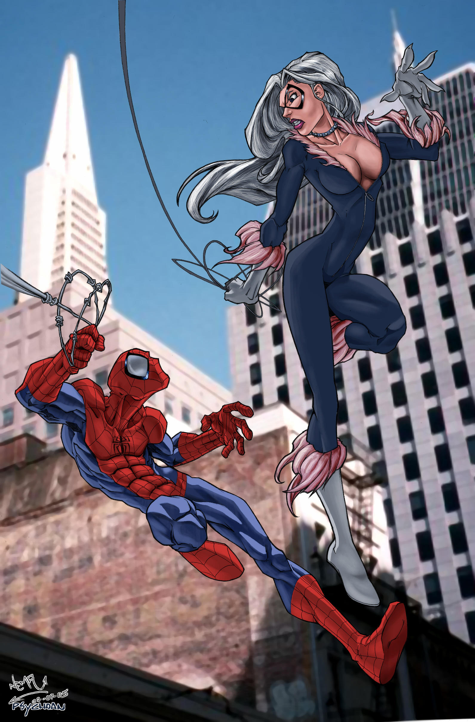 Spiderman and Black Cat color by CarlosGomezArtist on ...