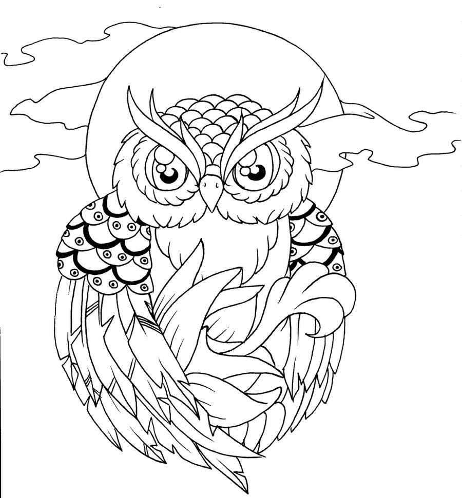 Owl Lineart 4-10-2012 by Pick-Your-Poison on DeviantArt