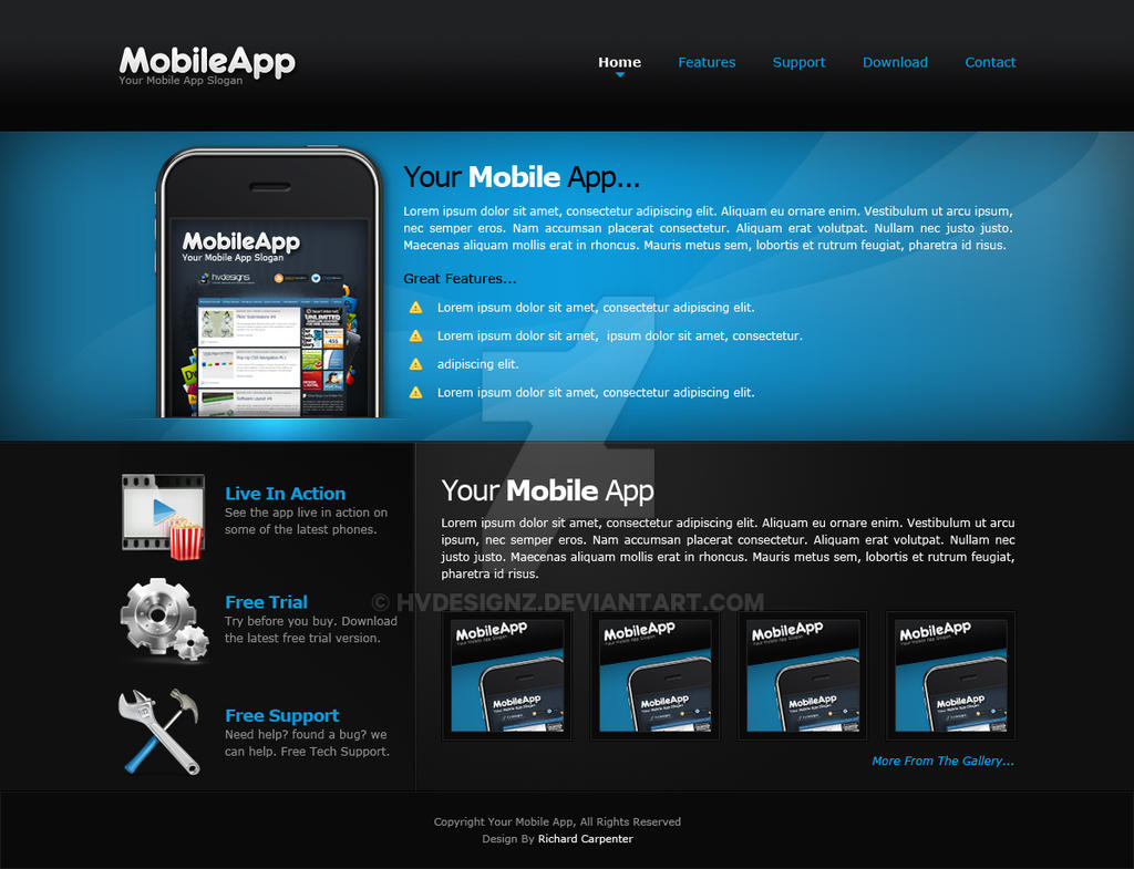 Mobile App Web Layout by hvdesignz on DeviantArt