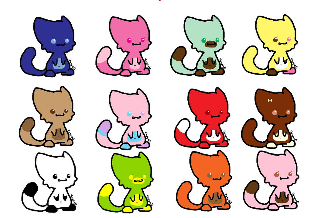 Free Ice Cream Colored Kitty Adoptables by katamariluv on DeviantArt