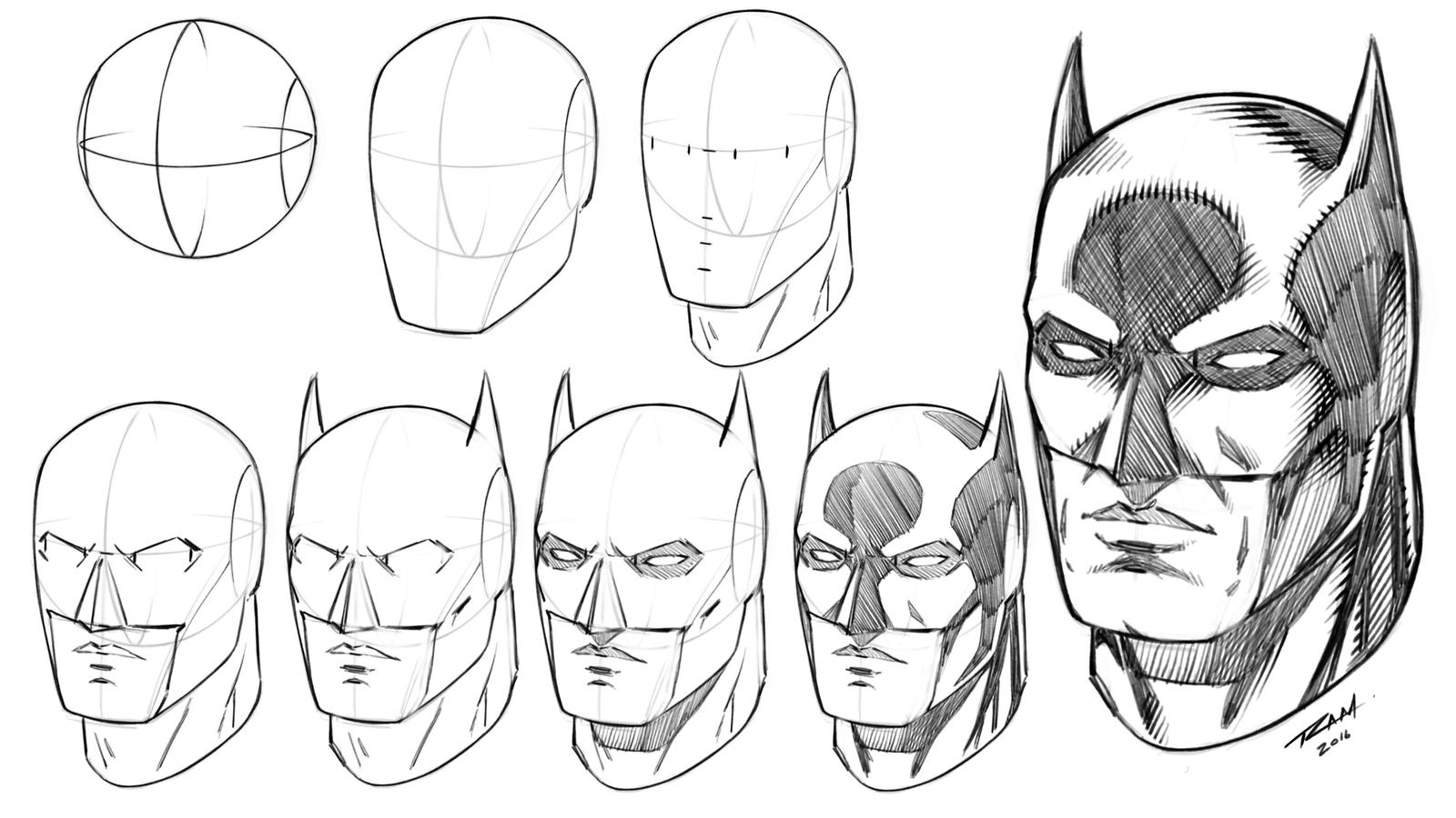 Batman Mask How to Draw Step by Step Tutorial by