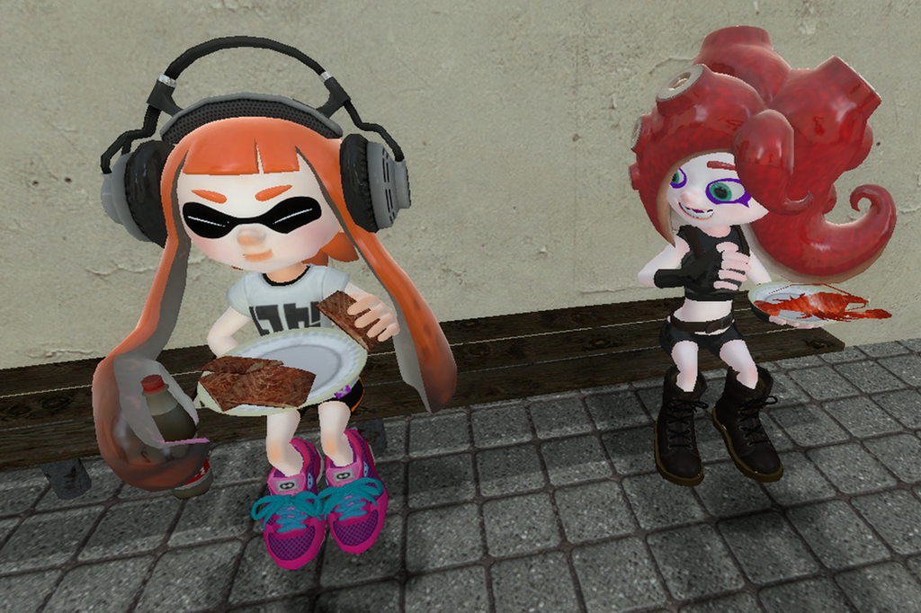 (GMOD junk) Inkling and Octoling Eating Lunch by Rotommowtom on DeviantArt