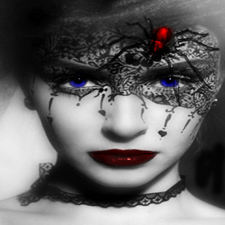 Black and White with hint of colour-Black Widow by DeviantGrace on ...