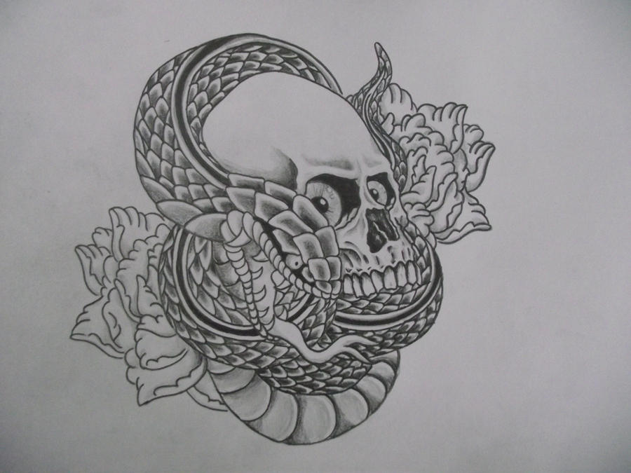 skull n snake with flowers by Cut-throat-Jake on DeviantArt