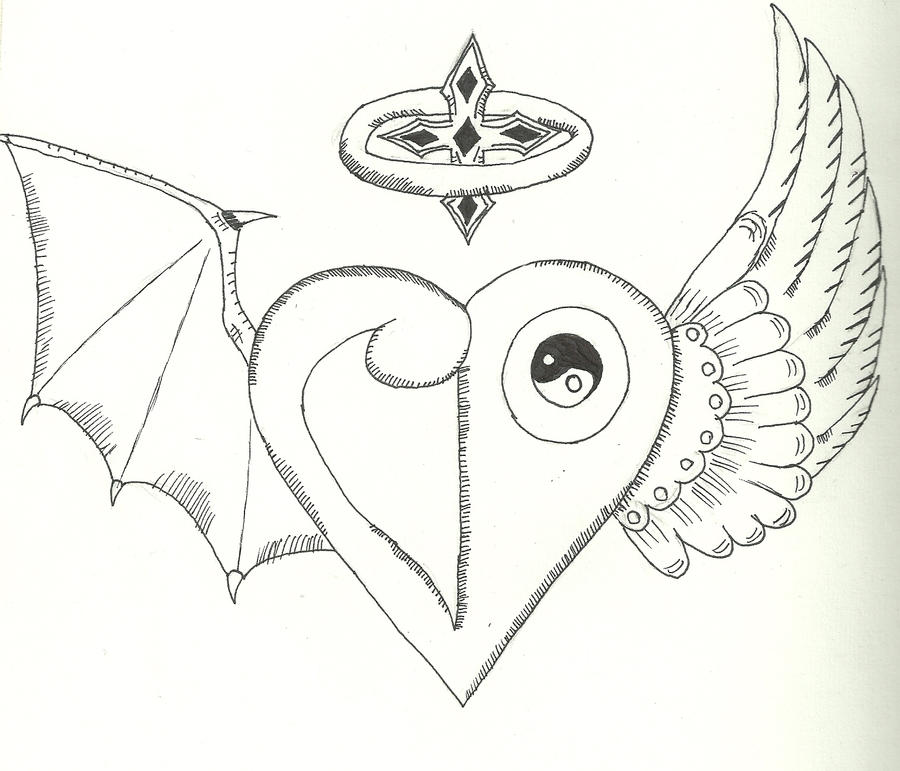 Angel/Demon Heart Crest tattoo by SaintNick14 on DeviantArt