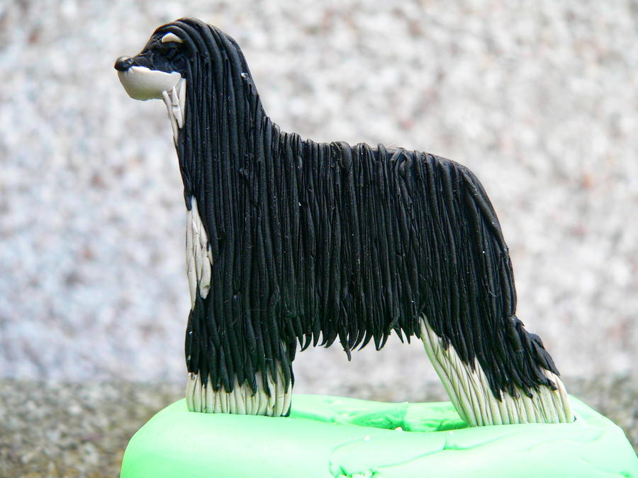 Black + Silver Afghan Hound Polymer Clay by pixiemills on